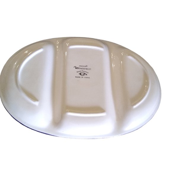 ONEIDA VINTAGE FRUIT HAND PAINTED DIVIDED PLATTER -17'' LONG, 12 WIDE - Picture 5 of 5